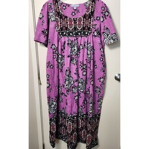 Only Necessities 100% Cotton Women's Plus Size Petite 1X Nightgown Kaftan Muumuu
